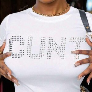 White Rhinestone Women's Top